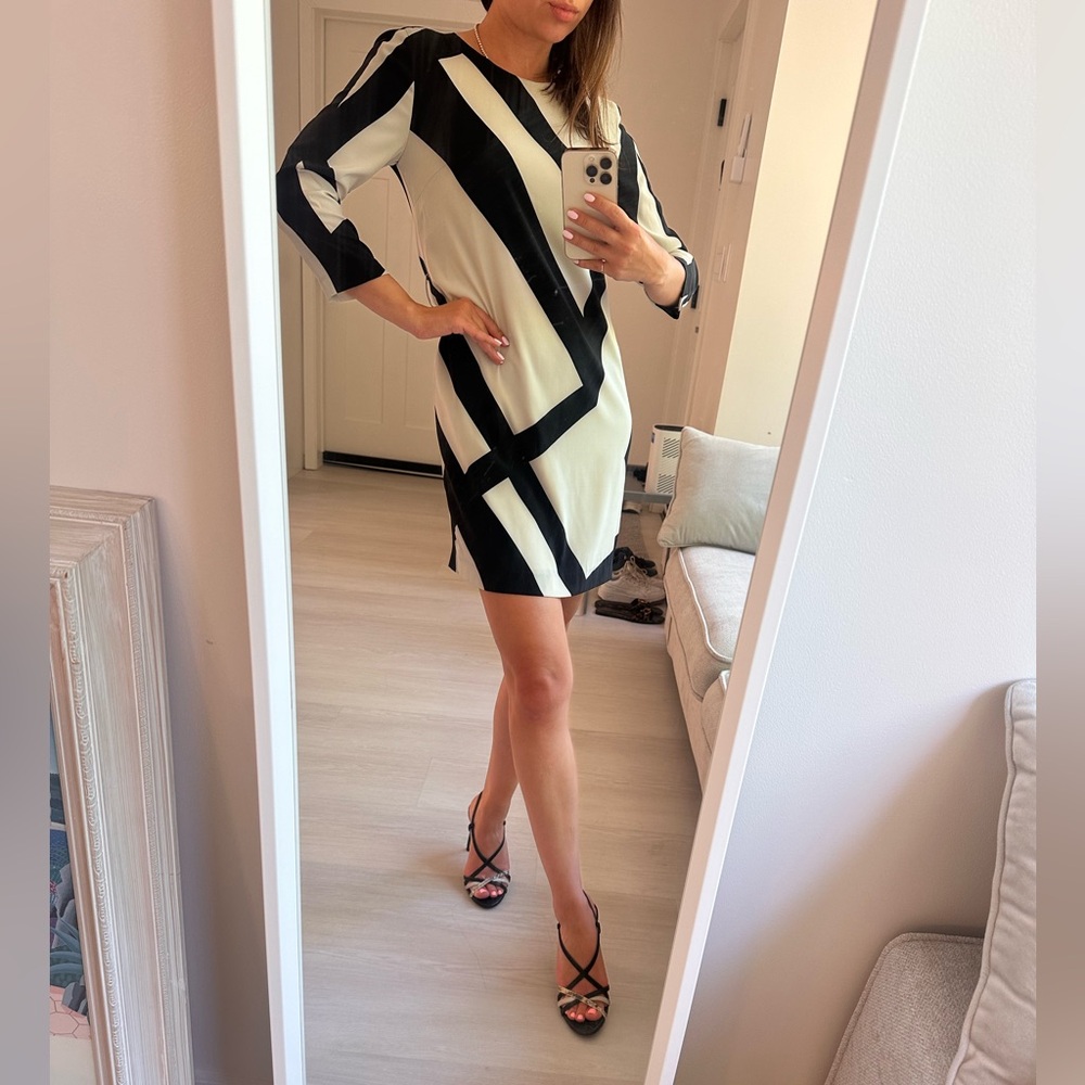 Armani Exchange Black and White Mini Dress